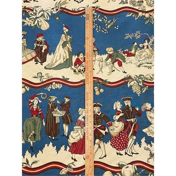 Brunschwig & Fils FABRIC Stanwich Festival HAND PRINT Colonial American Patriot - Picture 6 of 10